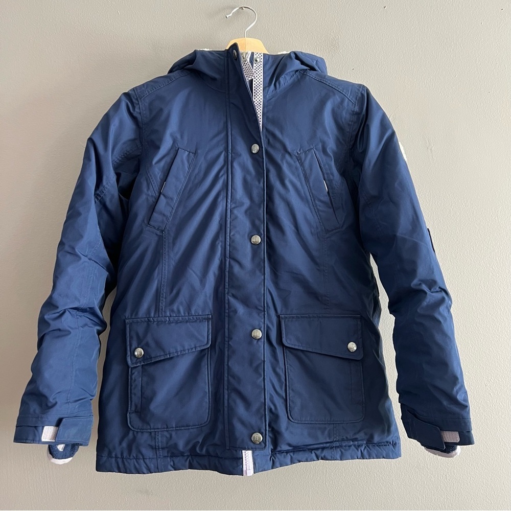 Lands' End Grow A Longs Down Filled Parka Sherpa Lined Outdoor Sz M 10-12 Navy